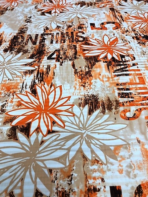 Ausverkauf Polyester-Viscose-Lycra Hawaii Orange 12 meter