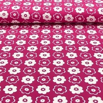 Jersey Baumwolle/Lycra Bedruckt Fuchsia/Weis 10 meter